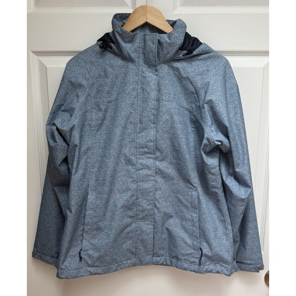 Eddie Bauer WeatherEdge Jacket Women’s M Blue Lightweight Hooded Rain Jacket - Picture 2 of 13